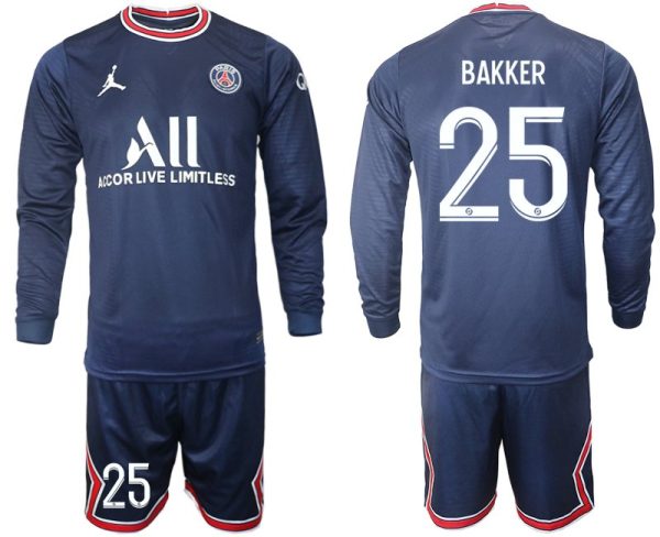 2022 Paris Saint-Germain Herren Heim Trikot Bakker 25# Langarm + Kurze Hosen