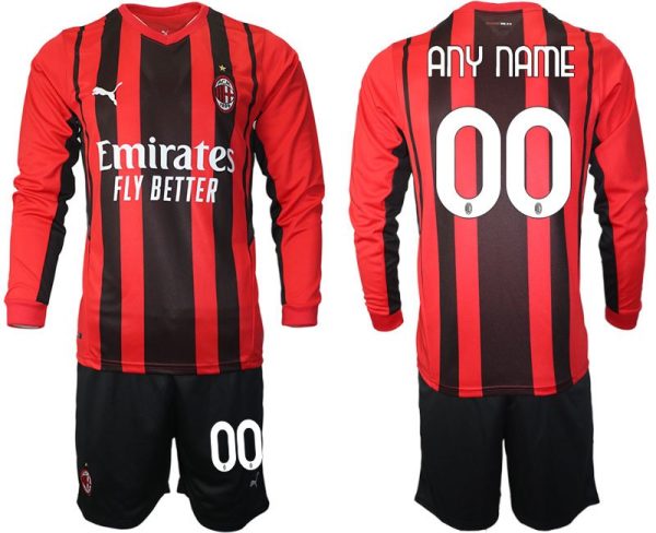 AC Milan Herren 21/22 Heimtrikot Langarm Kit Set Anpassbare Name und Nummer-1