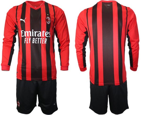 AC Milan Herren 21/22 Heimtrikot Langarm Kit Set Anpassbare Name und Nummer