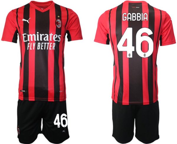 AC Milan Matteo Gabbia #46 Herren Heimtrikot Trikotsatz Kurzarm + Kurze Hosen