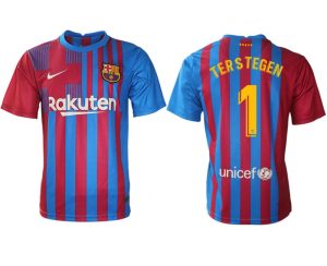 FC Barcelona 21/22 Herren Heimtrikot blau/rot mit Ter Stegen 1 Individualdruck gelb