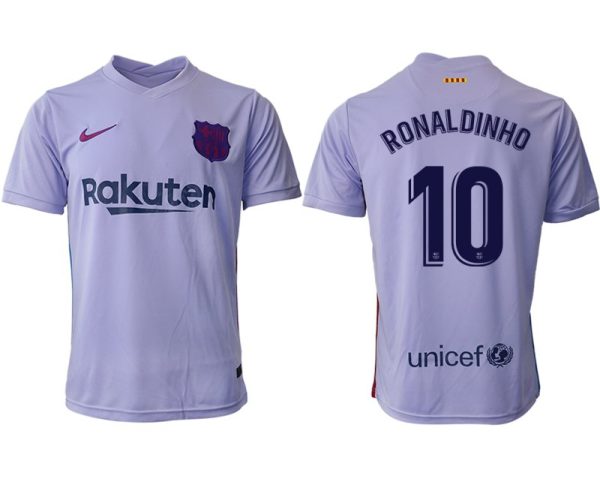 FC Barcelona Auswärts Stadion Trikot 2021-22 lila/gelb mit Aufdruck Ronaldinho 10