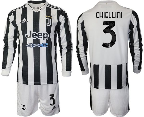 FC Juventus Turin Giorgio Chiellini 3# Herren 2022 Heimtrikot Langarm + Kurze Hosen