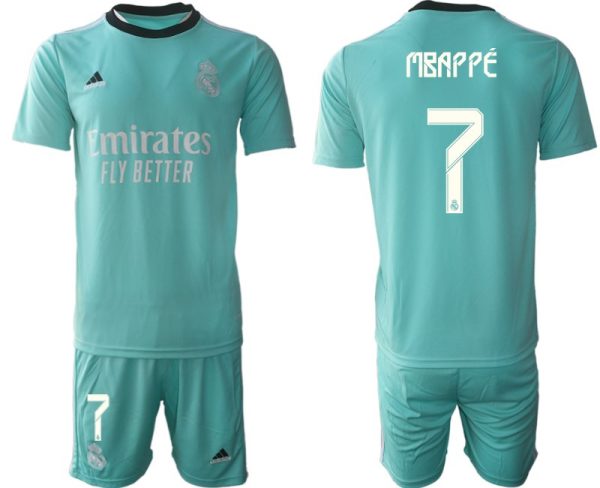 Fußball Trikot 3rd Real Madrid Ausweichtrikot 2022 grün mit Aufdruck Mbappé 7