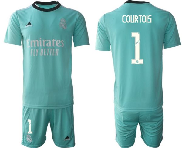 Fussball Trikotsatz Real Madrid Ausweichtrikot 2022 grün mit Aufdruck Courtois 1