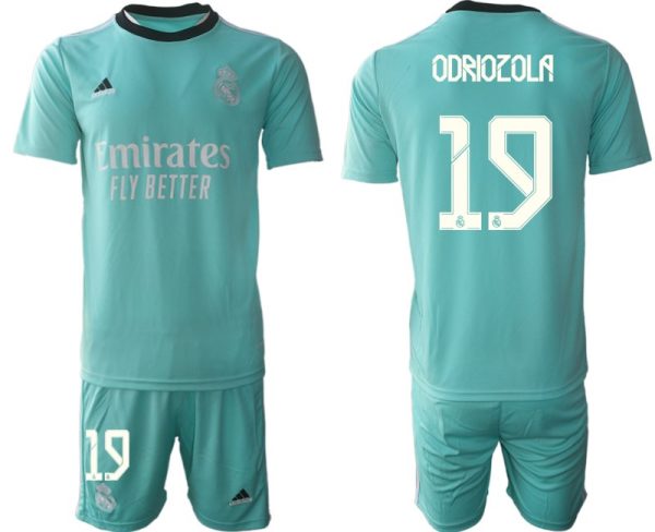 Fußball Trikotsatz Real Madrid Ausweichtrikot 2022 grün mit Aufdruck Odriozola 19