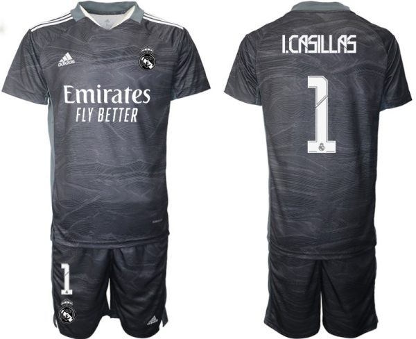 Fußball Trikotsatz Real Madrid Torwart Heimtrikot 2022 Schwarz mit Aufdruck I.Casillas 1