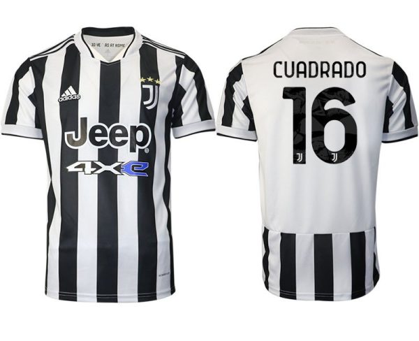 Günstige Fußballtrikots Juventus Turin Heimtrikot 2022 mit Aufdruck Cuadrado 16