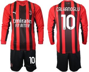 Herren AC Milan Hakan Çalhanoğlu #10 Heimtrikot Langarm + Kurze Hosen