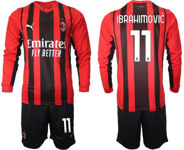 Herren AC Milan Zlatan Ibrahimović #11 Heimtrikot Langarm + Kurze Hosen