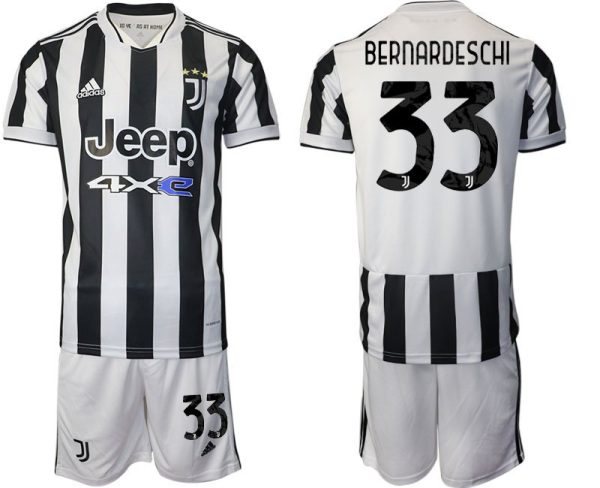 Juventus Turin Heimtrikot 2022 Kurzarm Weiss/Schwarz mit Aufdruck Bernardeschi 33