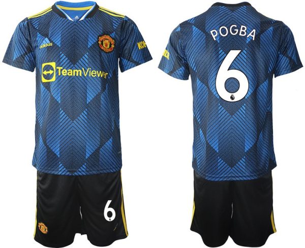 Manchester United Ausweichtrikot 2022 blau mit Aufdruck Pogba 6-1