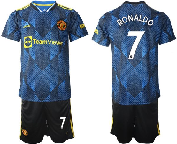 Manchester United Ausweichtrikot 2022 blau mit Aufdruck Ronaldo 7-1