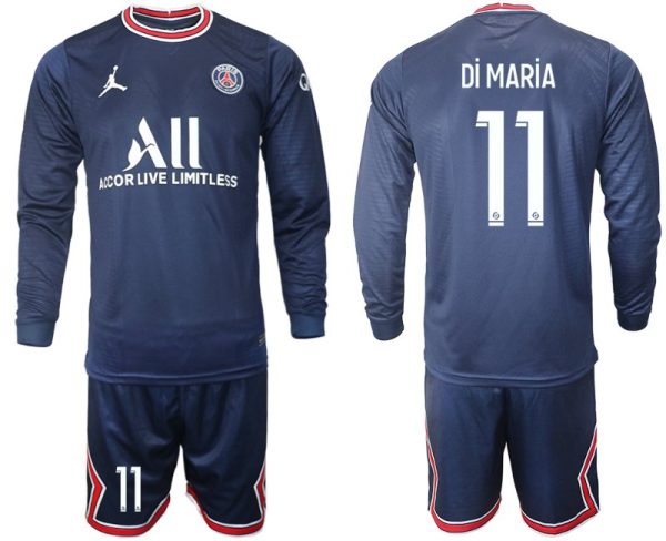 Paris Saint-Germain 21/22 Di María 11# Heimtrikot Langarm + Kurze Hosen dunkelblau