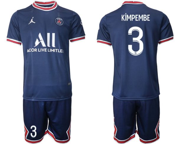 Paris Saint Germain Heimtrikot 2021/22 dunkelblau/weiß mit Aufdruck Kimpembe 3-1