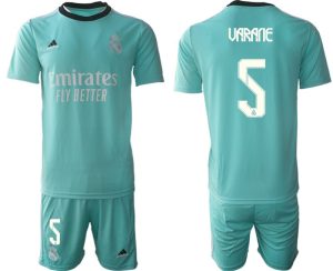 Personalisierbar Trikotsatz Real Madrid Ausweichtrikot 2022 grün mit Aufdruck Varane 5