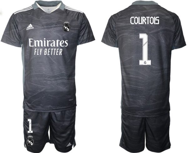 Trikotsatz Real Madrid Herren Torwart Heimtrikot 2022 Schwarz mit Aufdruck Courtois 1