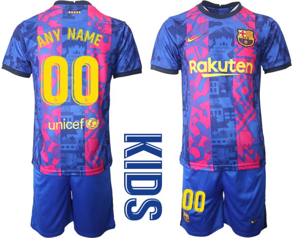 Kinder-FC-Barcelona-2021-22-Drittes-Trikot-Anpassbare-Name-und-Numme