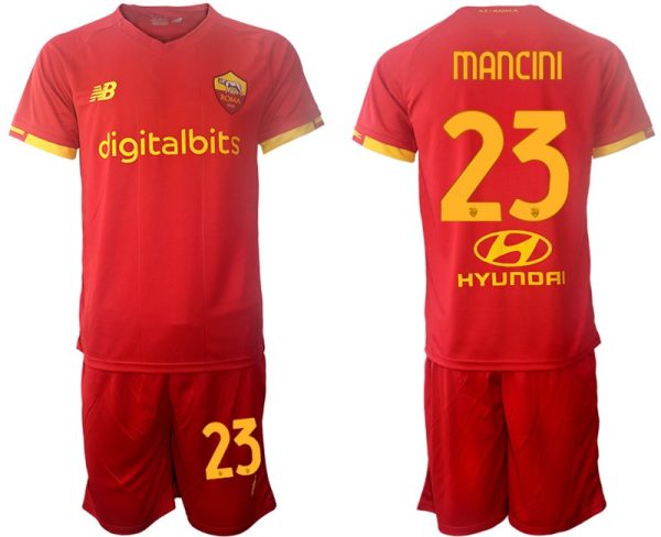 AS Roma 2022 Heimtrikot rot Trikotsatz Kurzarm + Kurze Hosen MANCINI 23