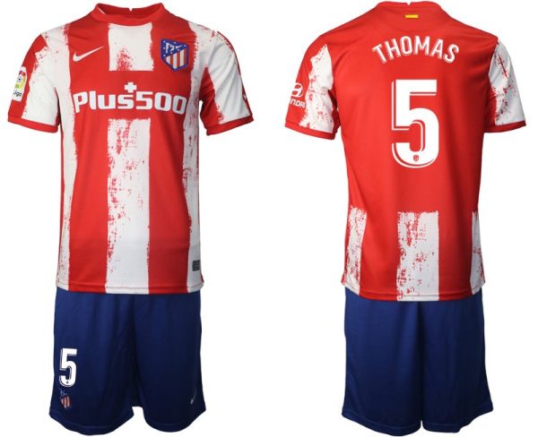 Atlético Madrid Heimtrikot 2021-22 rot/weiß mit Aufdruck THOMAS 5-1