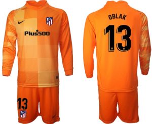 Atlético Madrid Torwarttrikot in Orange Trikotsatz mit Aufdruck OBLAK 13