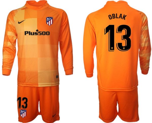 Atlético Madrid Torwarttrikot in Orange Trikotsatz mit Aufdruck OBLAK 13