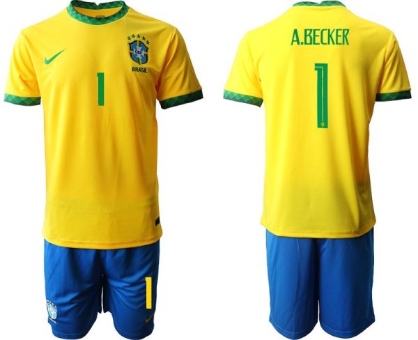 Brasilien Heimtrikot 2020/21 gelb und grün mit Aufdruck A.Becker 1