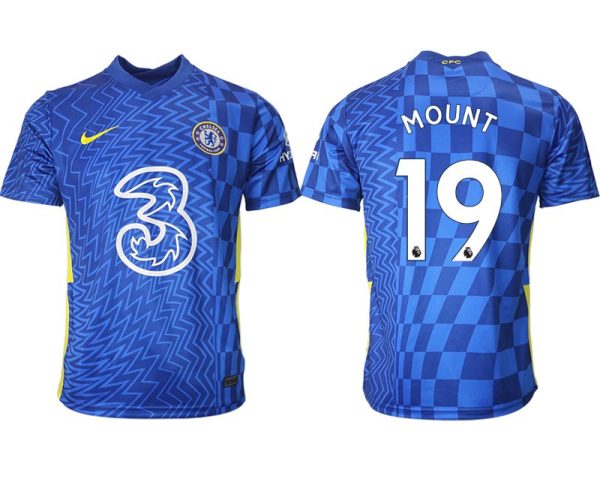 Chelsea Stadion Heimtrikot 2022 mit Aufdruck Mount 19 blau/gelb