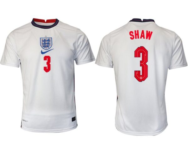 England Heimtrikot EM 2022 weiß/blau mit Aufdruck SHAW 3