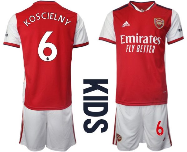 FC Arsenal Heimtrikot 2022 für Kinder weiß/rot mit Koscielny 6 Aufdruck