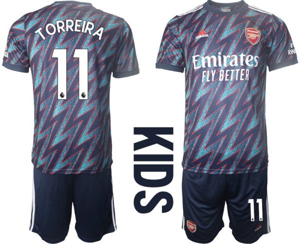 FC Arsenal London Trikot 3rd 2021/2022 Blau für Kinder mit Torreira 11 Aufdruck