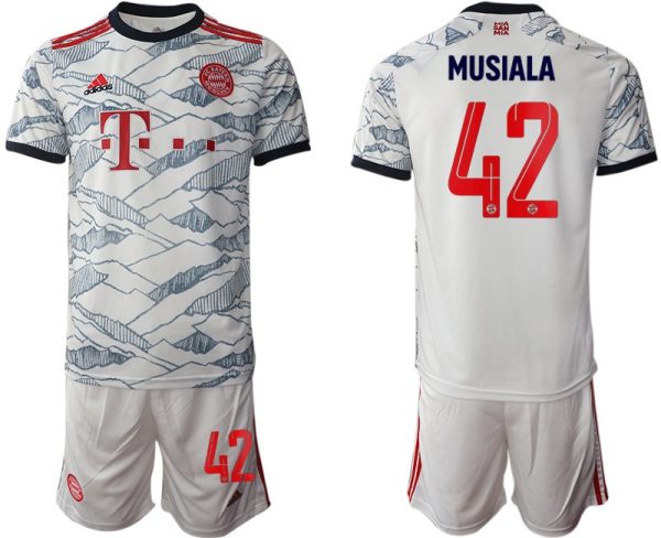 FC Bayern München 2021-22 Drittes Trikot 3rd Kurzarm weiß mit Aufdruck Musiala 42-1