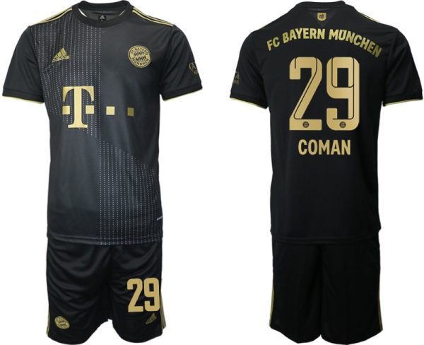 FC Bayern München Coman 29 Herren Fußballtrikot Auswärts 21/22 Schwarz/Gold Trikotsatz