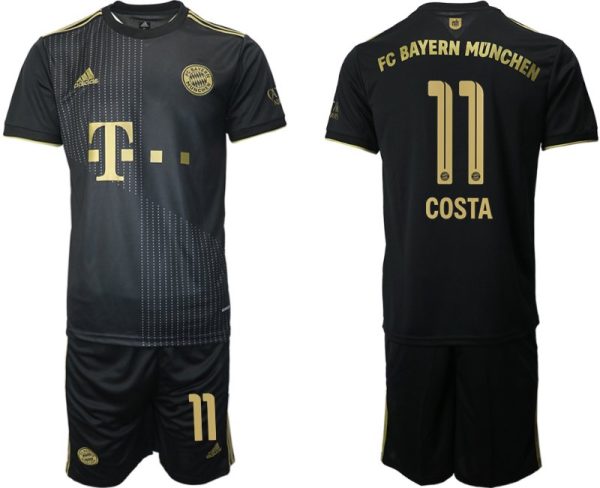 FC Bayern München Costa 11 Auswärts Fußballtrikot 2021/22 Schwarz Gold Trikotsatz