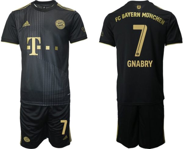 FC Bayern München Gnabry 7 Auswärts Fußballtrikot 2021/22 Schwarz Trikotsatz