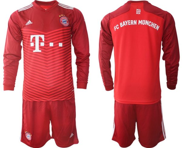 FC Bayern München Heimtrikot 21/22 Herren rot Langarm + Kurze Hosen