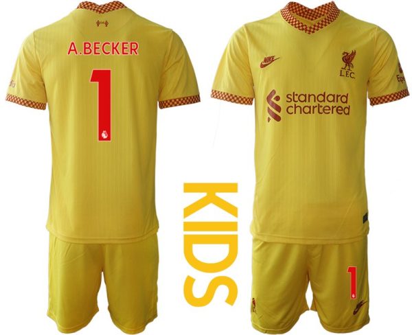 FC Liverpool Ausweichtrikot 2021-22 für Kinder mit Aufdruck A.BECKER 1