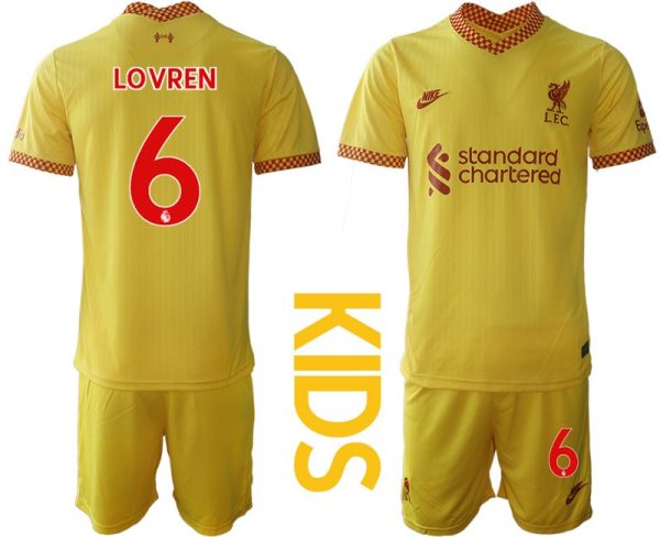 Fußball Trikot FC Liverpool Ausweichtrikot 2021-22 für Kinder mit Aufdruck LOVREN 6