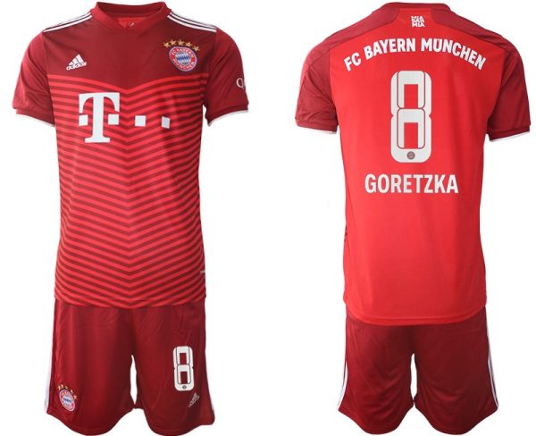 Fußballtrikot Fantrikot FC Bayern München 21/22 Heimtrikot rot mit Aufdruck Goretzka 8-1