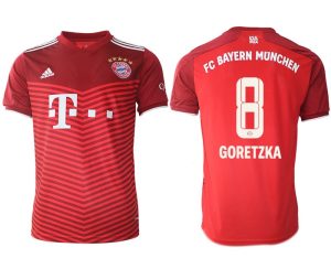 Fußballtrikot Fantrikot FC Bayern München 21/22 Heimtrikot rot mit Aufdruck Goretzka 8