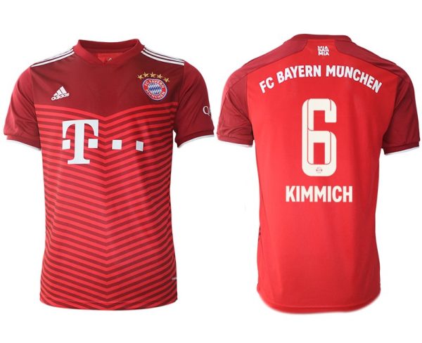 Fußballtrikot Fantrikot FC Bayern München 21/22 Heimtrikot rot mit Aufdruck Kimmich 6