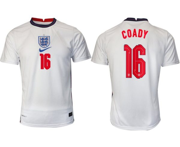 Fußballtrikot Kurzarm England Heimtrikot EM 2022 weiß/blau mit Aufdruck COADY 16