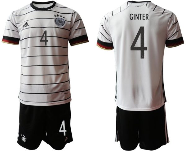 Fußballtrikot Set DFB Deutschland Heimtrikot Herren EM 2020 in weiß mit Aufdruck GINTER 4