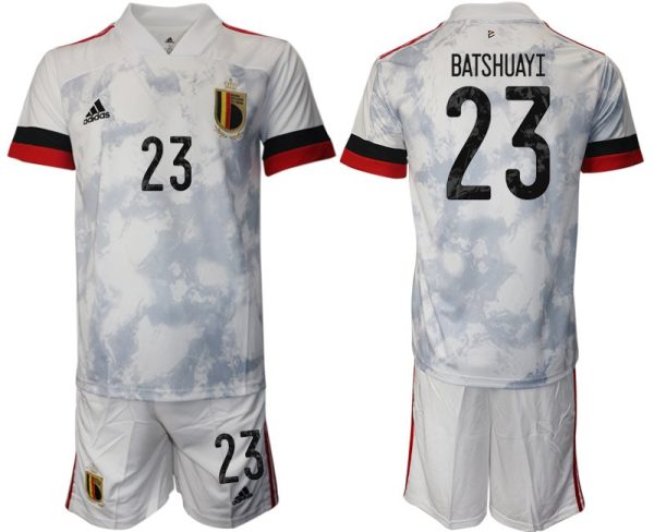 Fußballtrikot Set Herren Belgien Trikot Away EM 2020 Weiss mit Aufdruck Batshuayi 23