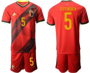 Fussballtrikot Set Herren Belgien Trikot Home EM 2020 Rot mit Aufdruck VERTONGHEN 5