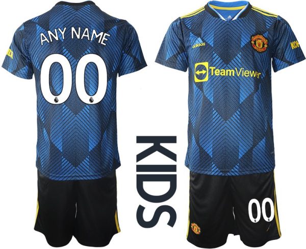 Günstige Fußballtrikots Manchester United Ausweichtrikot 2022 Kinder Blau-1