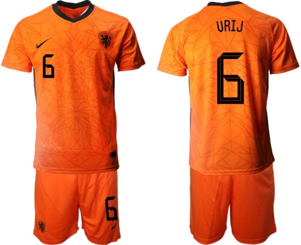 Günstige Niederlande Vrij 6 Heimtrikot EM 2020 Orange