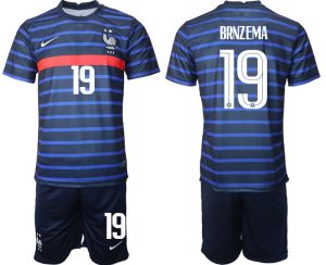 Günstige Trikotsatz Frankreich Heimtrikot EM 2022 Blau mit Aufdruck BRNZEMA 19