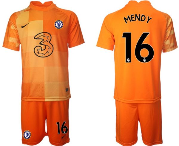 Herren Chelsea FC 2022 Torwarttrikot Set in orange mit Aufdruck Mendy 16