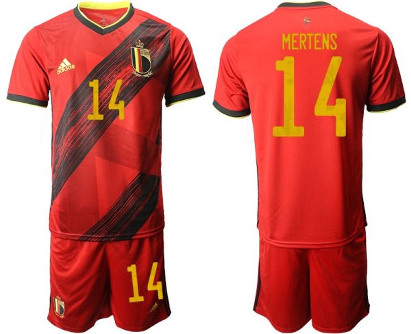 Herren Kurzarm Trikotsatz Belgien Heimtrikot EM 2020 in rot mit Aufdruck MERTENS 14